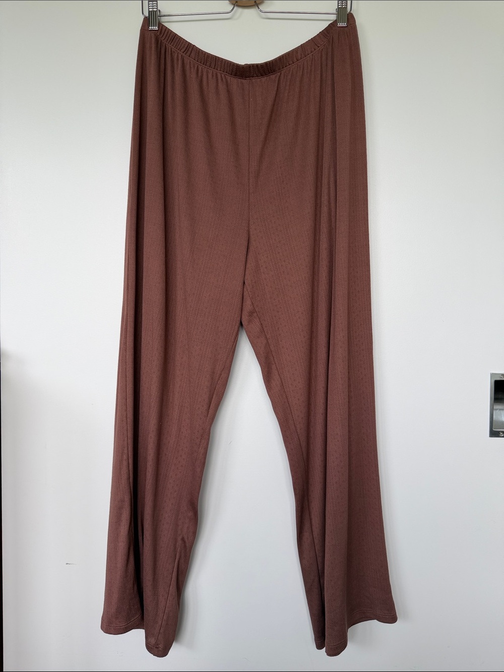Splendid Brown Pointelle Wide-Leg Lounge Pants